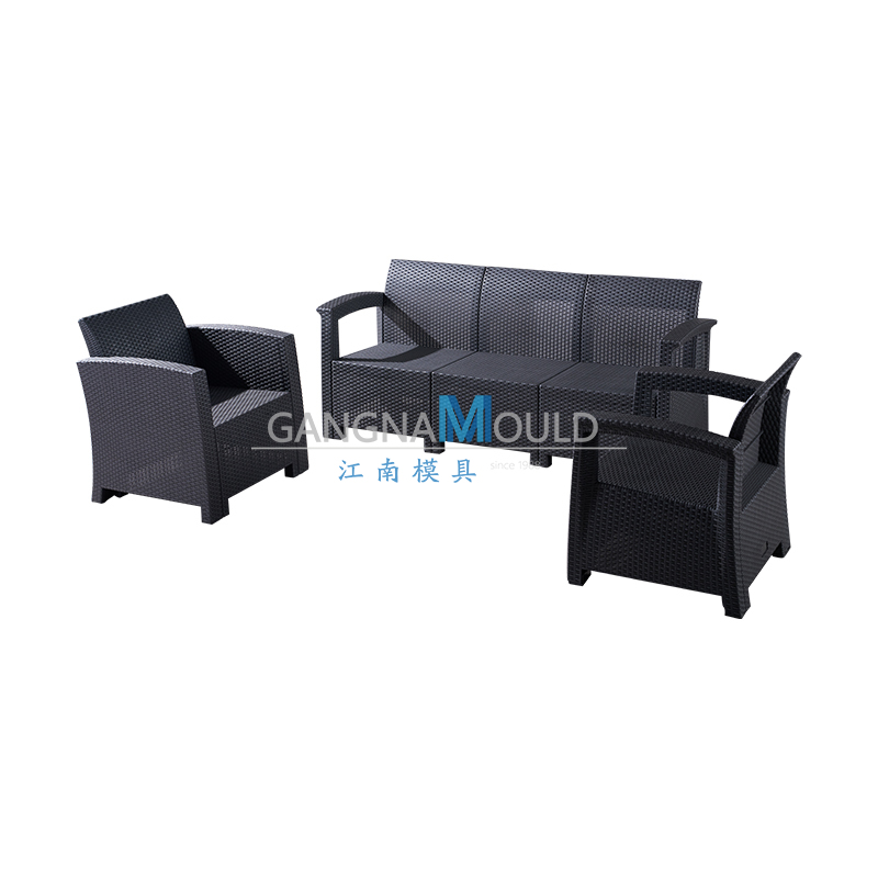 Moule d'injection de ensemble de sofa, table et chaises en rotin imitation pour extérieur JN - 625